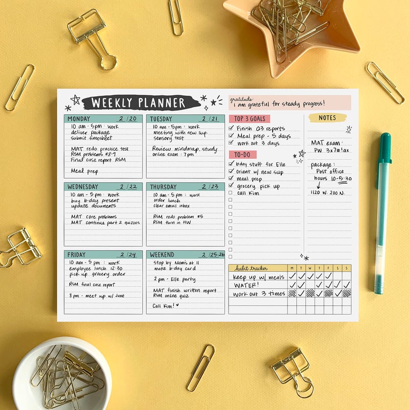 Carousel Greetings Weekly Planner Pad, 52 Letter Size Tear Off Sheets, 8.5    x 11    Undated Calendar Weekly Desk Planner Notepad, Daily Schedule Priorities To Do List for Week (Style 4) - Image 3
